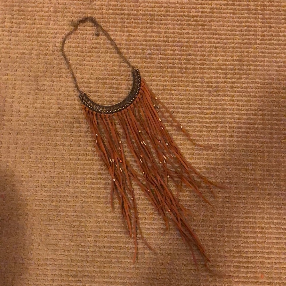 American Eagle suede fringe necklace